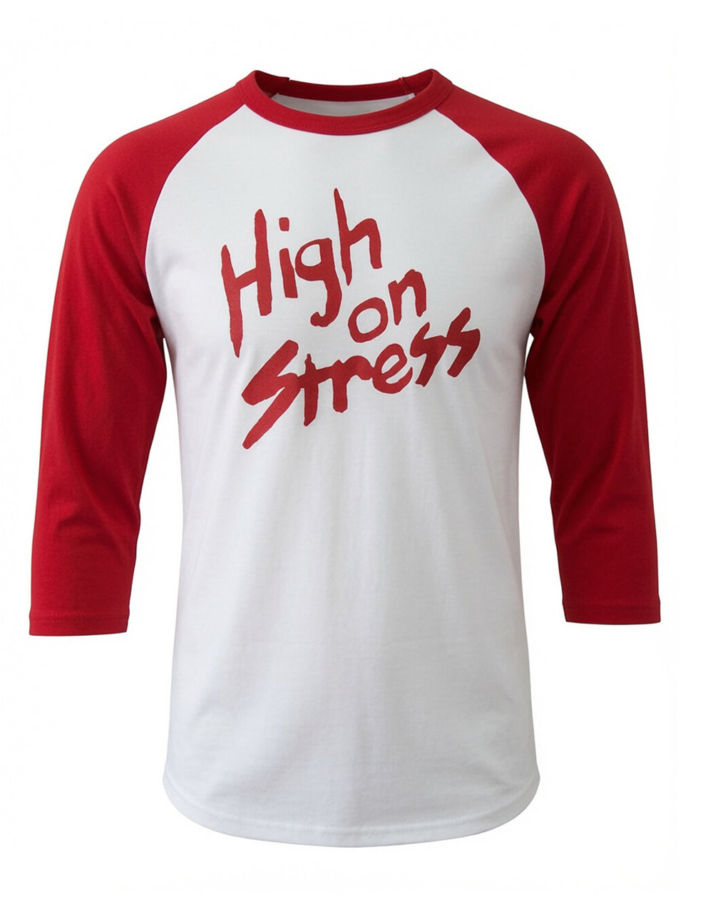 Revenge of the Nerds high on stress graphic on a red and white adult top.