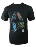 Star Trek character shield graphic on a black adult t-shirt.