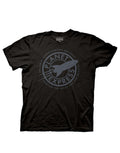 Futurama Planet Express logo design on a black adult t-shirt.