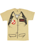 Venkman costume graphic on a beige adult t-shirt.