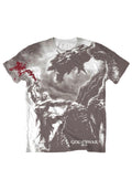 God of War open your eye graphic on a white adult t-shirt.