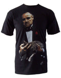 The Godfather enemies closer graphic on a black adult t-shirt.