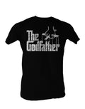 The Godfather logo graphic on a black adult t-shirt.