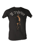 The Godfather el padrino graphic on a black adult t-shirt.