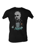 The Godfather la famiglia graphic on a black adult t-shirt.