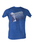 The Godfather original gangster graphic on a heathered blue adult t-shirt.