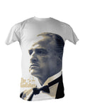 The Godfather lithography graphic on a white adult t-shirt.