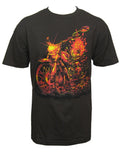 Ghost Rider bike graphic on a brown adult t-shirt.
