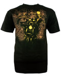Ghost Rider demons graphic on a black adult t-shirt.