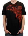 Ghost Hunters international red rogue graphic on a black adult t-shirt.