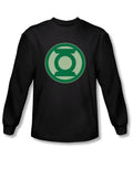Green symbol neon logo graphic on a black adult long sleeve top.