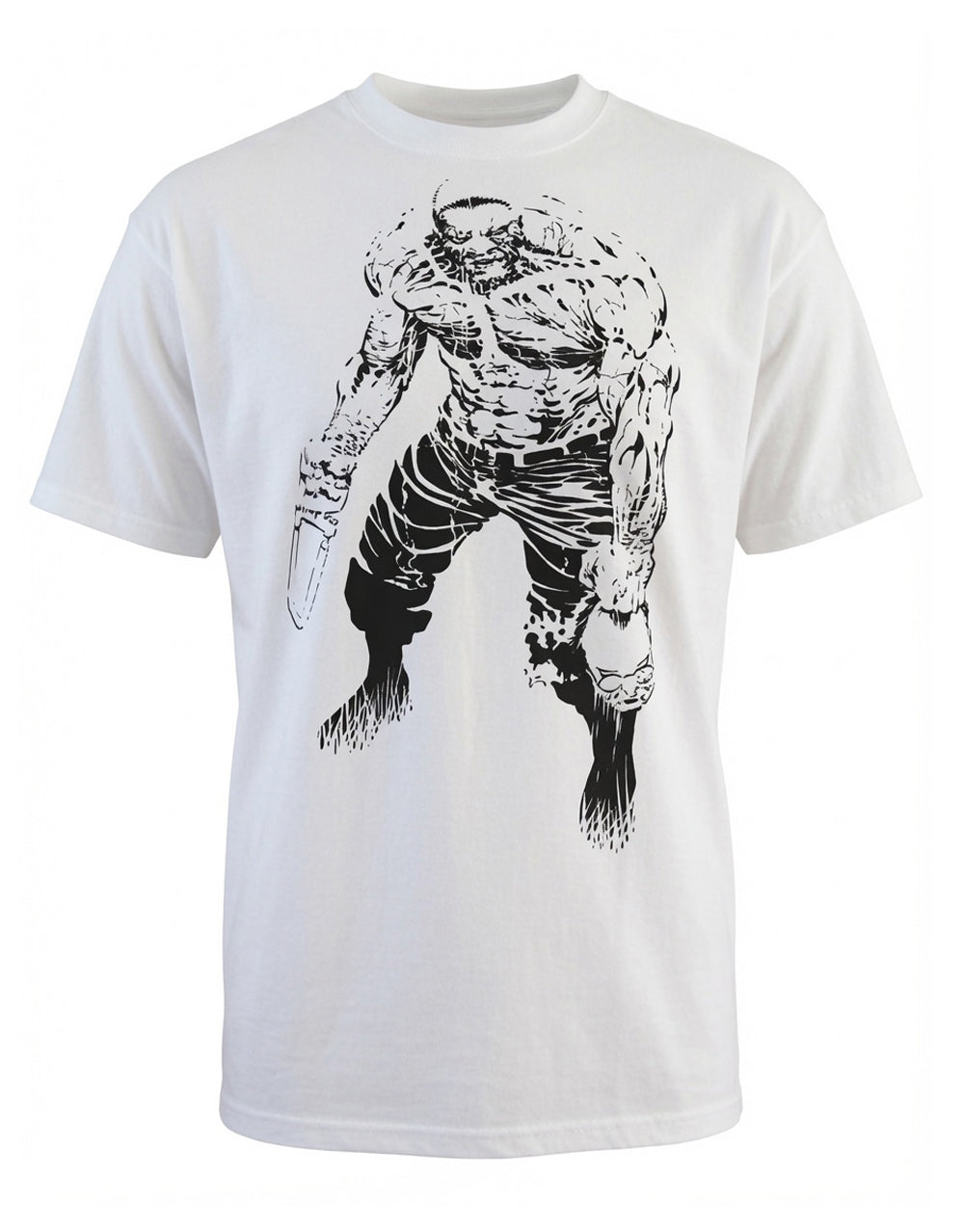 Sin City he never screams graphic on a white adult t-shirt.