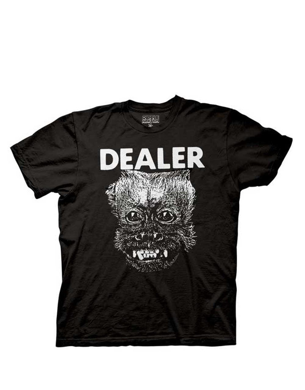 Dealer graphic on a black adult t-shirt.
