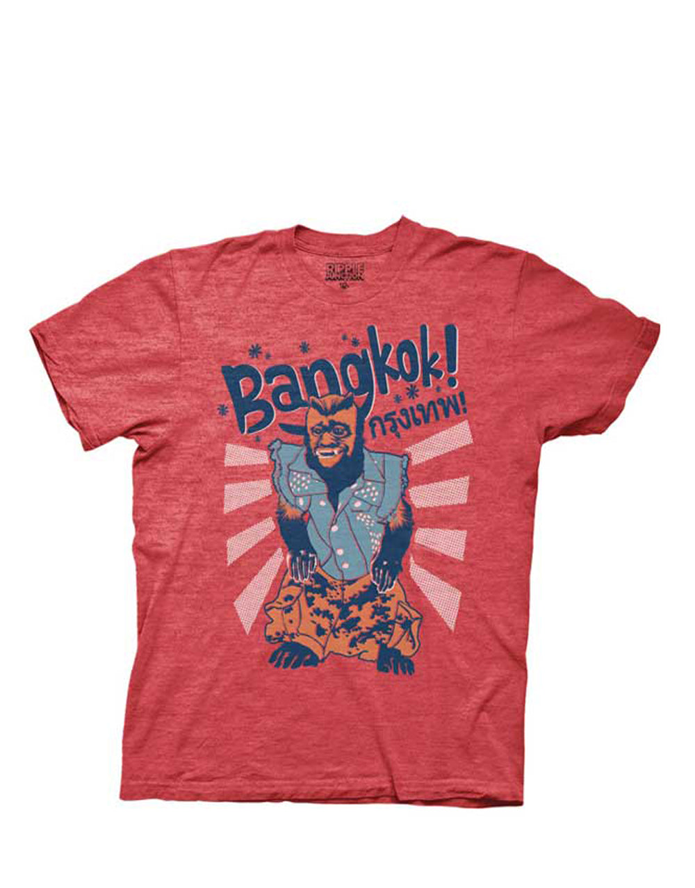 Bangkok graphic on a red adult t-shirt.