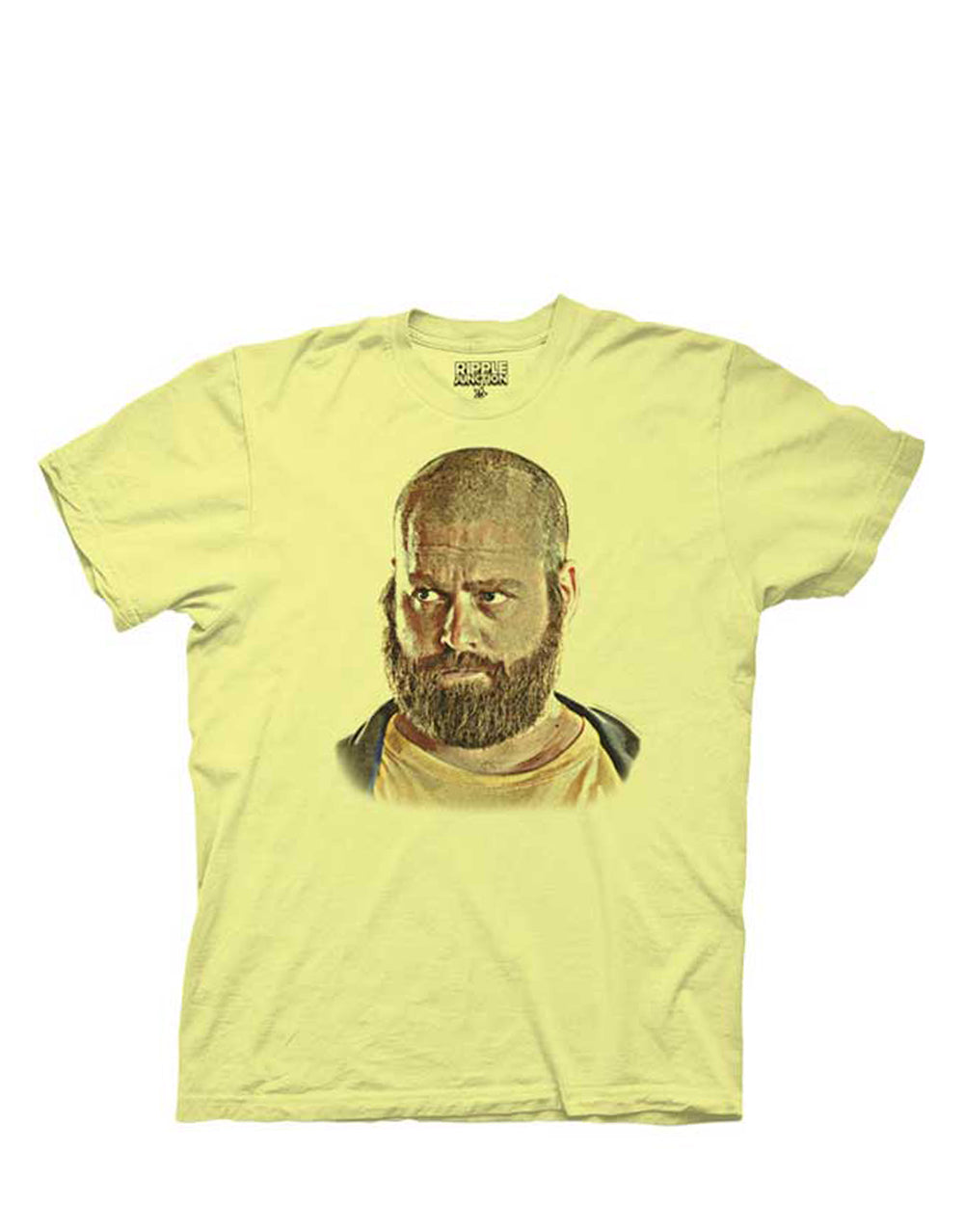 Alan as the dog graphic on a yellow adult t-shirt.