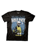 Welcome to the wolf pack graphic on a black adult t-shirt.