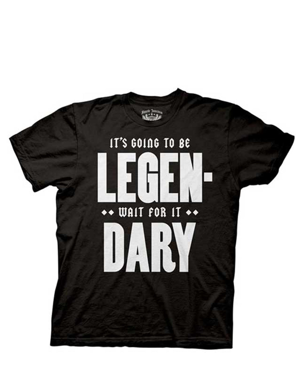 Legend-ary graphic on a black adult t-shirt.