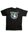 The Simpsons Homer to alcohol graphic on a black adult t-shirt.