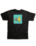 The Simpsons Homer last perfect man graphic on a black adult t-shirt.