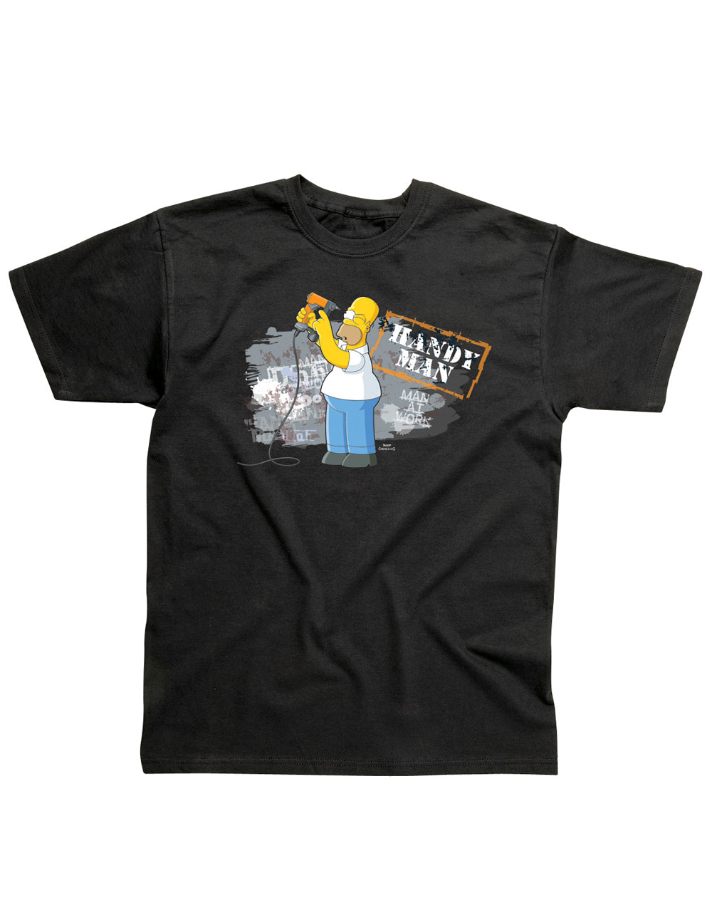 The Simpsons Homer DIY graphic on a black adult t-shirt.