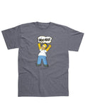 The Simpsons classic Homer woo-hoo graphic on a graphite grey adult t-shirt.