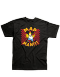 The Simpsons Homer mad man graphic on a black adult t-shirt.