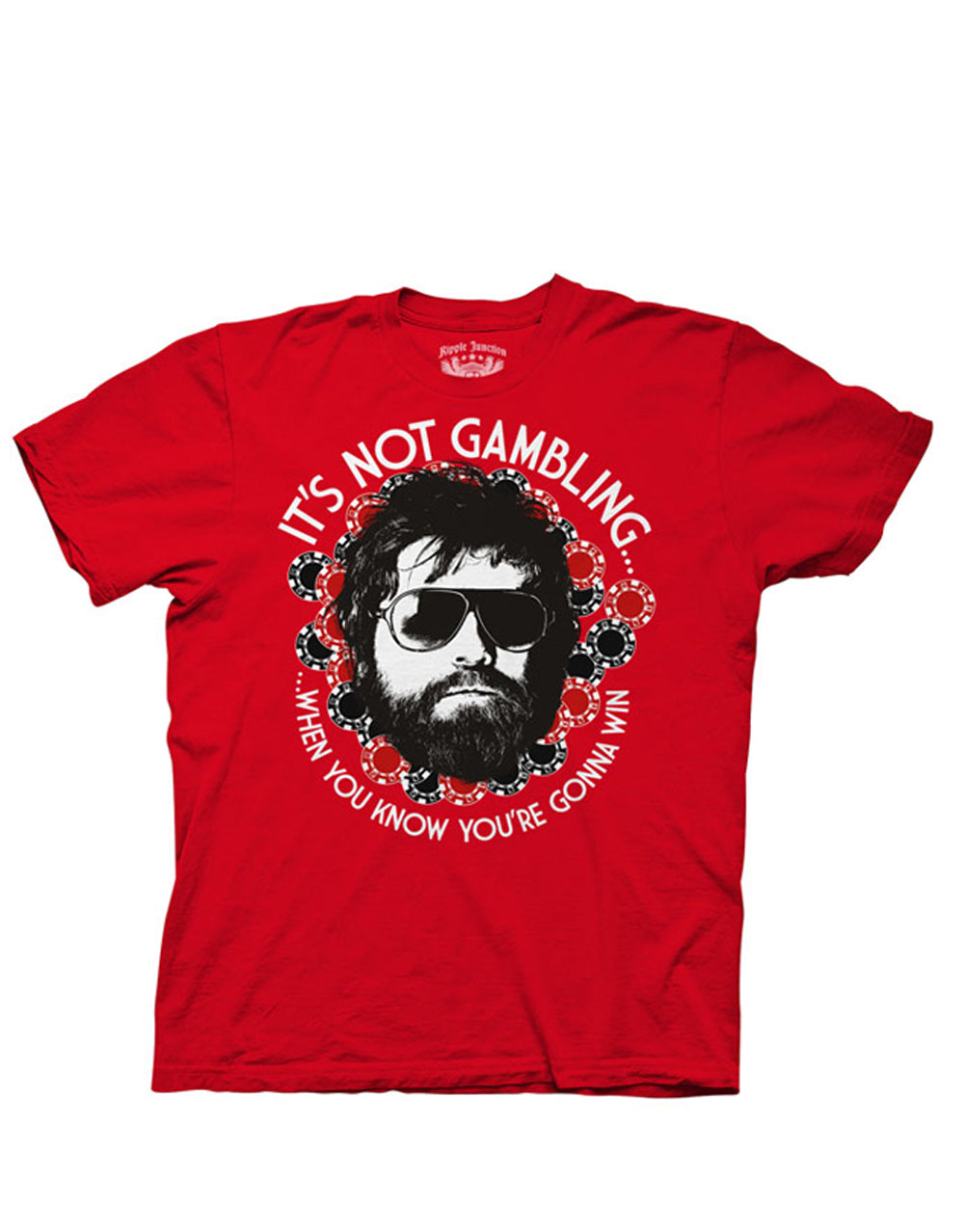 The Hangover it's not gambling graphic on a red adult t-shirt.