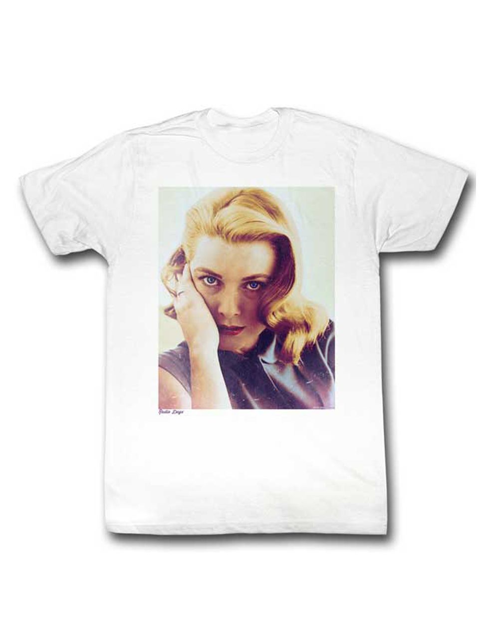 Grace Kelly icon graphic on a white adult t-shirt.