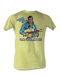 WWE Honky Tonk Man graphic on a heathered yellow adult t-shirt.