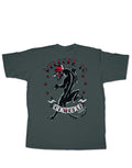 True Blood panther graphic on a dark grey adult t-shirt.