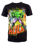 The Incredible Hulk avengers graphic on a black adult t-shirt.