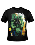 Hulk movie incredible lunge glow graphic on a black adult t-shirt.