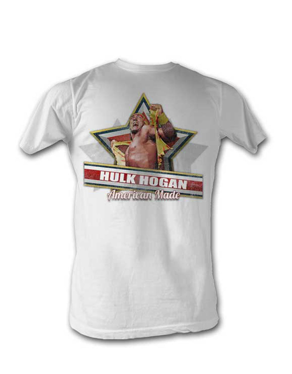 WWE Hulk Hogan American made graphic on a white adult t-shirt.