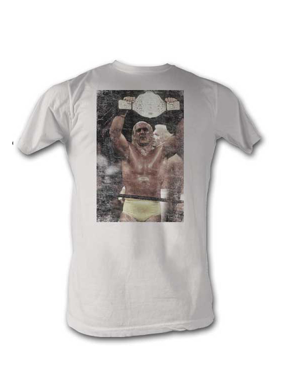 WWE Hulk Hogan old school graphic on a white adult t-shirt.