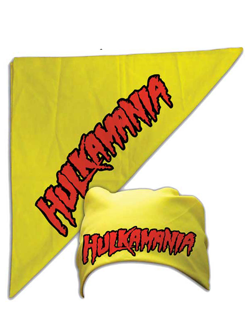 Hulk Hogan hulkamania bandana graphic on a yellow adult t-shirt.