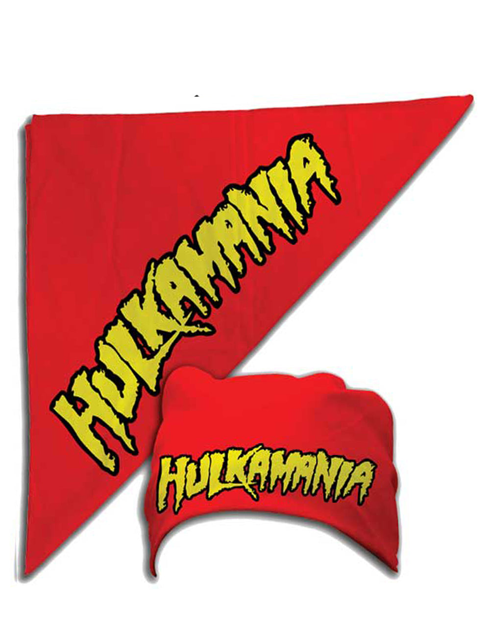 Hulk Hogan hulkamania bandana graphic on a red adult t-shirt.