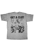 Inspector Gadget get a clue graphic on a heathered light grey adult t-shirt.