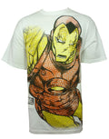 Iron Man dots graphic on a white adult t-shirt.