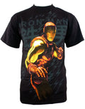 Iron Man kanji graphic on a black adult t-shirt.