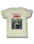 Jaws droppin vintage graphic on a french vanilla adult t-shirt.