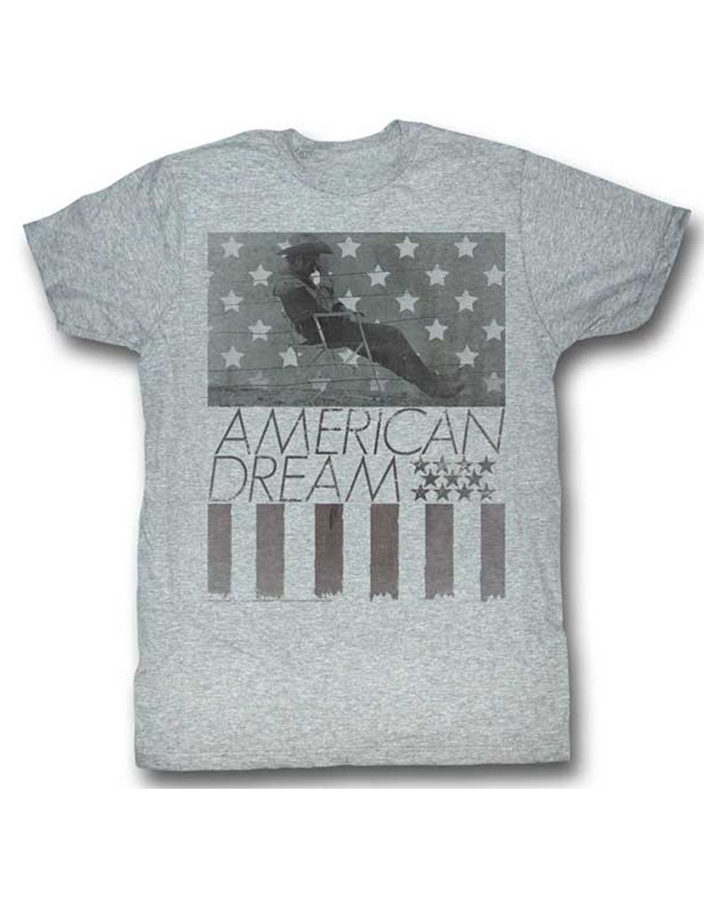 James Dean American dream graphic on a heathered grey adult t-shirt.