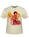 Jimi Hendrix signature graphic on a french vanilla adult t-shirt.