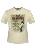 Jimi Hendrix live in concert graphic on a french vanilla adult t-shirt.