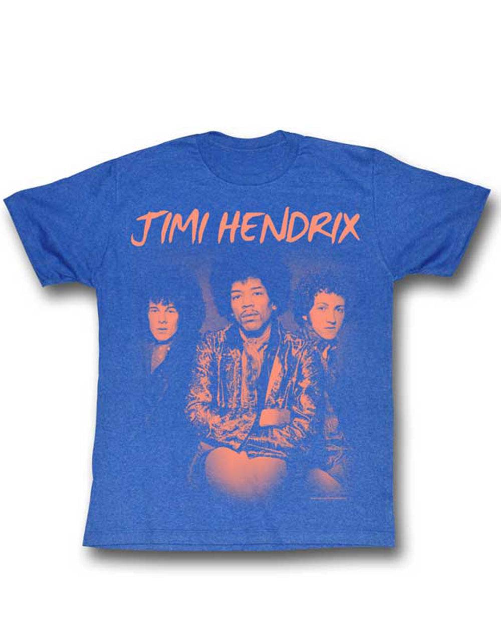 Jimi Hendrix the Jimi gang graphic on a heathered sea blue adult t-shirt.