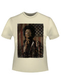 Jimi Hendrix Jimerica graphic on a french vanilla adult t-shirt.