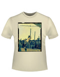 Jimi Hendrix split tone graphic on a french vanilla adult t-shirt.