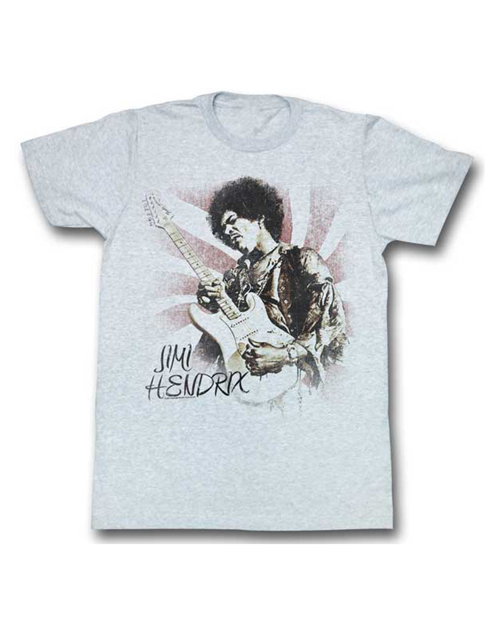 Jimi Hendrix heathered glacier blue graphic on a heathered glacier blue adult t-shirt.