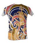 Jimi Hendrix swirl graphic on a white adult t-shirt.