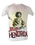 Jimi Hendrix guitar wave graphic on a white adult t-shirt.