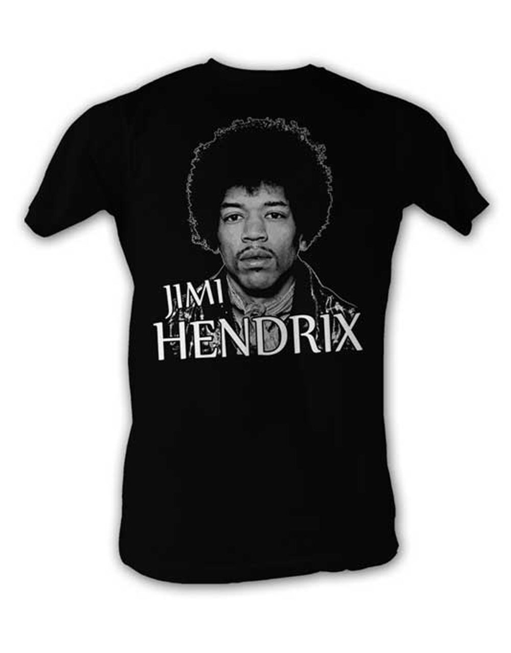 Jimi Hendrix look Hendrix graphic on a black adult t-shirt.